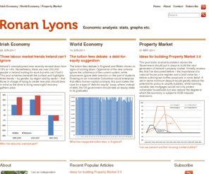 ronanlyons.com: Property Market | Economic Analysis | World Economy | Ronan Lyons
A data-driven economic blog about issues in the Irish and world economy and analysis of trends in property markets, particularly in Ireland. Focus topics include: economic growth, recession and recovery, emerging markets, the OECD and the EU economy.