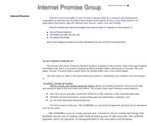 internetpromise.com: Internet Promise Group: InternetPromise.com
Internet Promise Group of Companies based on proprietary business models, need co-founders, CEOs, private investors and strategic alliances.