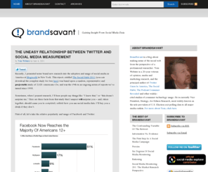 brandsavant.com: BrandSavant - Gaining Insight From Social Media Data
Research, Data and insights about social media consumer usage, behaviors and attitudes