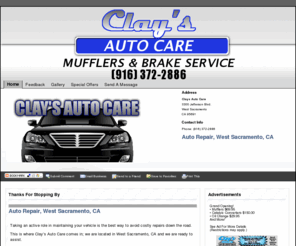 claysautocare.net: Auto Repair: Clays Auto Care - West Sacramento, CA
We provide best muffler & brake services.