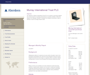 murray-intl.org: Murray International Investment Trust - Aberdeen Asset Management - Murray International Trust PLC
An independent trust offering quarterly income from an internationally diversified portfolio. Visit our website and download a brochure.