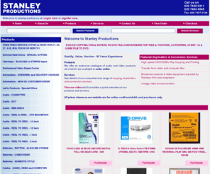 stanleysonline.com: Stanley Productions : Audio & Video Products, Copying & Conversion Services
Audio visual specialists stocking a range of CD, DVD, data and video products and accessories. Also offers video, audio, CD and DVD duplication, replication and conversion services.