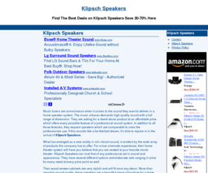 klipschspeakers.org: Klipsch Speakers Find The Best Deals On Klipsch Speakers Here
Looking for the right Klipsch Speakers? We review and discuss all the different Klipsch Speakers for you. Free Shipping on most Klipsch Speakers.