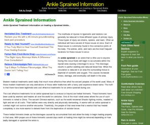 anklesprained.com: Ankle Sprained Information - Ankle Sprained Treatment information on treating a Sprained Ankle
Ankle Sprained Treatment information on treating a Sprained Ankle