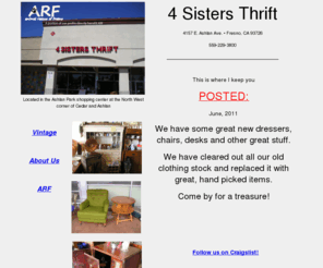 4sistersthrift.com: 4 Sisters Thrift
thrift store, fresno thrift store, 4 sisters, 4 sisters thrift, used furniture, used home goods, fresno ca, cedar and ashlan, sisters thrift