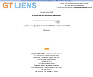 gtliens.info: Annuaire automobile GTLIENS
Annuaire automobile 5000 liens ,selectionnes et classes en 50 rubriques