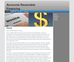 accountsreceivablefinancingnow.com: Accounts Receivable Financing
Accounts Receivable Financing provides quick working capital solutions based upon your accounts receivable.