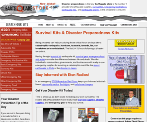 earthquakestore.com: Earthquake supplies disaster preparedness survival kits earthquake valve
We sell 72 hour survival kits, safety dvds, for earthquakes, hurricanes, tsunamis, tornadoes, disasters, and earthquake shutoff valves.