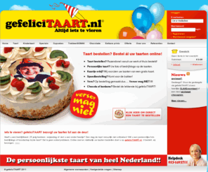 gefelicitaart.org: Taart bezorgen & Taarten bestellen: gefeliciTAART.nl
Eén taart of meerdere taarten bestellen? Wij bezorgen uw taarten in heel Nederland. Bedrijfslogo of persoonlijke boodschap erop? Komt voor de bakker!