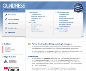 adressen.de: Adressen, Branchenadressen, Adressbroker, Adressen online
Für Marketingmassnahmen finden Sie bei uns die richtigen Adressen, damit Ihre Kampagne zum Erfolg wird.