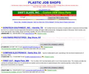 plasticjobshops.com: Plastic Job Shops - www.PlasticJobShops.com
Plastic Job Shops from the Technology Data Exchange - Linked to TDE member firms.
