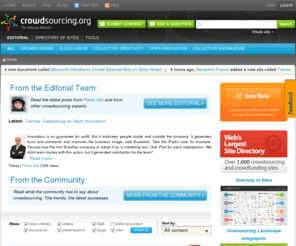 crowdnation.org: Crowdsourcing and Crowdfunding News and Headlines
Everything and anything crowdsourcing and crowdfunding! News, Sites, Videos and articles! Learn about the explosive growth of crowdsourcing
