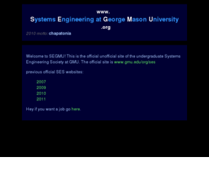 segmu.org: SE GMU
The Systems Engineering Society at George Mason University.