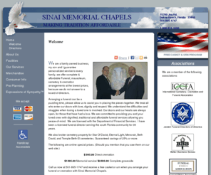 jewishcasketsdirect.com: SINAI MEMORIAL CHAPELS, INC. : Delray Beach, Florida (FL)
SINAI MEMORIAL CHAPELS, INC. provides complete funeral services to the local community.