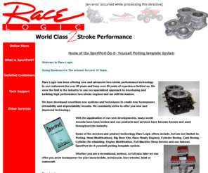 racelogic.com: Race Logic: World Class Performance
Race Logic: World Class Two Stroke Performance for Snowmobile, Motorcycle, ATV, Watercraft. Home of SportPort do-it-yourself porting template system.