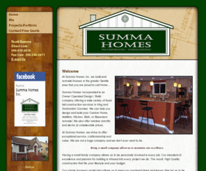 summahomesinc.com: Seattle Home Construction and Remodeling - Summa Homes Inc.
Summa Homes Inc. is an Owner Operated Design/Build company offering a variety of Fixed Bid Construction Services in King and Snohomish Counties. Kitchen, Bathrooms, and Basement remodels, Additions, windows, decks, Period Restorations, Custom Homes.