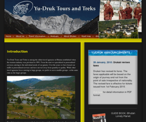 bhutan-info.com: Yudruk
Bhutan travel: Yu-Druk Tours and Treks provides a welcome
gateway to Bhutan: the last Shangri-La