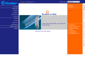 finder-asia.com: Finder Home Page
Relays and timers - Relè e temporizzatori - Relés y temporizadores - Relais et de relais temporisés - Schalt-, Zeit- und Überwachungsrelais - Relés e temporizadores