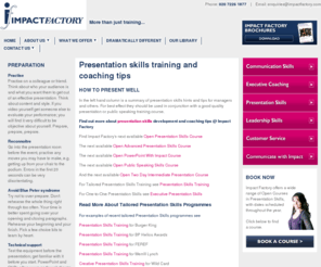 presentation-skills.org: Presentation skills training tips
Business presentation skills hints and tips for managers and others. For best effect they should be used in conjunction with a good quality presentation or public speaking training course.