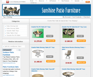 sunshinepatio.com: Patio Furniture-Granite Patio & Garden Dinning Table Set on Sale at Factory Outlet Pice, Sunshine Patio Furniture
We offer the best valued patio furniture-granite patio & garden dinning table sets at factory outlet prices