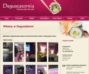 degustatornia.com: Degustatornia - Egzotycznie i swojsko na miejscu i na wynos: sushi, zupy, przystawki, sałatki, dania główne, dania swojskie, napoje
Degustatornia: Smakowity wybór dań kuchni tajskiej i oryginalne sushi w wielu odmianach - Egzotycznie i swojsko na miejscu i na wynos: sushi, zupy, przystawki, sałatki, dania główne, dania swojskie, napoje 