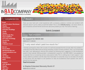 inbadcompany.com: In Bad Company: Consumer Complaints
In Bad Company: submit or read consumer complaints