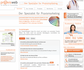 arzt-homepages.net: Homepage für Praxis und Zahnarztpraxis: praxisweb
praxisweb ist Ihr Spezialist für wirtschaftliches Praxismarketing. Wir bringen Sie mit effizienten Lösungen und Ihrer eigenen Homepage ins Internet.