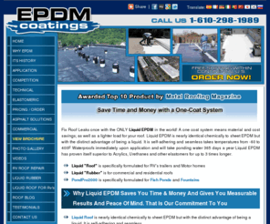 liquid-roof.com: Liquid Roof Coatings | Liquid Rubber Roof | EPDM Coatings - Residential and Commercial Roofing for roof leaks repair
Liquid Roof Coatings, Liquid Rubber Roof Coating, Liquid EPDM and EPDM Coatings for Roof Leaks repair and RV roof repair. liquid roof and liquid rubber is the only liquid epdm product in the word. Both Epdm liquid roof and Epdm liquid rubber can be used on Metal and Concrete roofs repair.