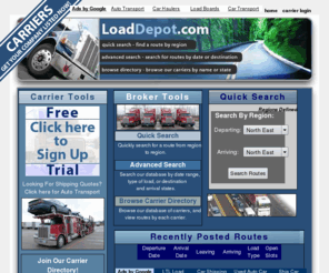 loaddepot.com: Load Depot Carrier loads backhauls auto transport brokers carrier directory
Carriers find transport loads and backhauls. Auto Transport brokers find carriers -carrier directory, loadboard