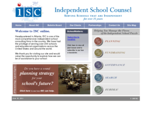 isc-erh.com: Welcome to ISC Online.
Providing independent schools with consulting services in the areas of planning, fund raising, 		governance, search, insurance and benefits