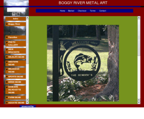 boggyrivermetalart.com: BOGGY RIVER METAL ART
We offer custom metal signs, plaques and wall art silhouettes, handcrafted from steel .There is a wide variety including western,southwestern, animals, birds, religious, sports and wildlife. Custom lettering or numbers offered.  