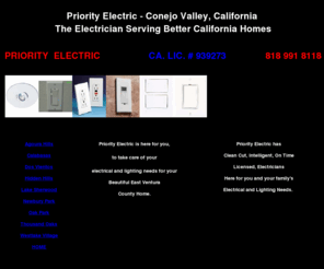 lightingagoura.com: Priority Electric - Agoura Hills, California - Electrical Contractor Electrician
Priority Electric is the Professional Residential Agoura Hills Electrician to take care of your Beautiful Agoura Hills Home.