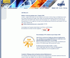 gwh-hiddenhausen.de: Aktuelles | GWH GmbH [Gas- und Wasserversorgung Hiddenhausen GmbH]
Willkommen auf den Internetseiten der Gas- und Wasserversorgung Hiddenhausen GmbH.