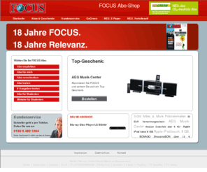 focusabo.com: Aboshop FOCUS - Home - Abo, Aboshop, Jahresabo, Probeabo, Geschenkabo, Prämie, Geschenk
FOCUS, das Nachrichtenmagazin, liefert Ihnen Woche für Woche das Wichtigste aus Politik, Wirtschaft und Kultur. Und damit Sie mehr von den Nachrichten haben, erklärt FOCUS Ihnen die Hintergründe und hilft Ihnen, die Ereignisse richtig zu bewerten. Aboshop FOCUS - Home - Abo, Aboshop, Jahresabo, Probeabo, Geschenkabo, Prämie, Geschenk