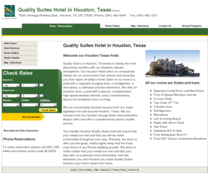 hotelinhoustontexas.com: Quality Suites Hotel in Houston, Texas
Quality Suites Hotel in Houston, Texas offers you a retreat into an environment that relaxes and refreshes you from rigors of today's travel. Check us out!