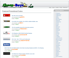 cheap-buys.com: Coupon codes, deals and promotional codes
coupon codes online to buy cheap. Collection of coupon codes with frequent updates