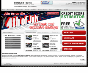 berglundtoyota.com: New and Used Car Dealer Toyota in Lynchburg VA Serving Roanoke Danville and Charlottesville And Bedford Virginia | Berglund Toyota Service Parts and Sales
New Car Dealership and Used Cars, Berglund Toyota in Lynchburg Virginia, servicing Roanoke, Charlottesville, Bedford,  and Danville VA.  Toyota Service Parts and sales