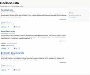 racionalista.com: Racionalista
Página racionalista dedicada enteramente a dar información acerca de todo lo relacionado con racionalista y el racionalismo