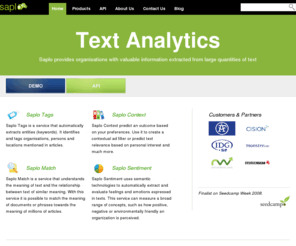 webcrawlerapi.com: Automated Text Analytics | Saplo
Saplo provides organisations with valuable information extracted from large quantities of text.