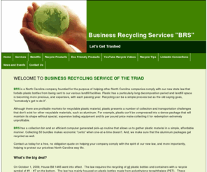 sdrecycles.com: Business Recycling Service of the Triad
Recycling in the Triad - how it works and how BRS can help for only pennies a day.