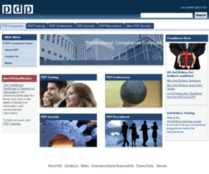 privacydataprotection.net: PDP Companies | PDP Training, PDP Conferences, PDP Journals and PDP Recruitment - specialising in professional compliance services. 
PDP - provides training, conferences, journals and recruitment in many compliance areas in the UK, including the fields of data protection, freedom of information, anti-bribery, data security, records management, and information law.