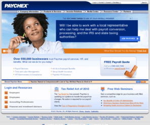 paychexcareers.com: Payroll by Paychex: Payroll Tax Services, Human Resources, 401(k) and Benefit Administration
Free payroll quote. Paychex offers payroll and payroll tax services, HR services, 401(k) plans, insurance and time and labor solutions.