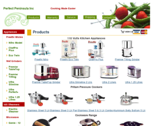 perfectpeninsula.com: Distributors for preethi mixie, sharp wet grinder, nirlep cookware, Cutting Edge microwave idli cookers, Akshaya electric idli Steamers and Cookware,  dry, wet grinders, mixer grinder, indian mixie, 110 volts, tabletop, countertop, tilting models
Home for nirlep cookware, preethi, preethi mixie, santha dry, wet grinder, with 110 volts in tabletop, countertop, tilting models and act as blender, mixer for all options in your kitchen