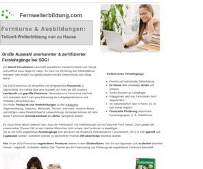 fernweiterbildung.com: Fernkurse & nebenberufliche Weiterbildung
Fernschule mit großer Auswahl anerkannter Fernkurse und nebenberuflicher teilzeit Weiterbildungen.