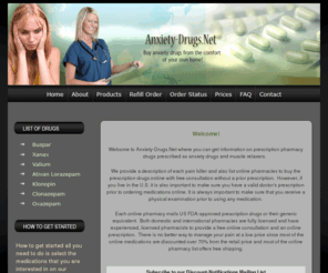 anxiety-drugs.net: List of Anxiety Drugs at Anxiety-Drugs.Net
Learn about different anxiety drugs and find the cheapest price for ordering discount anxiety drugs at online pharmacies.  Free Online Consultations and Free Shipping.