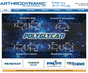 arthro-dynamic.com: Arthrodynamic
ArthroDynamic Technologies, Inc., developers of Polyglycan, a veterinary medical device containing a sterile solution of hyaluronic acid, chondroitin sulfate and acetyl-d-glucosamine designed to replace synovial fluid lost during joint surgeries.