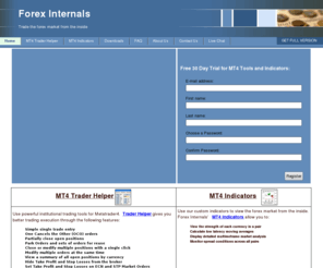 algoinvestment.com: Home
FX Internals develops custom MetaTrader indicators and trading tools. Our MetaTrader indicators allow you to see the internal strength and weakness of a currency pair. Our TraderHelper trading tool makes MetaTrader an institutional class trading platform with OCO orders, parked order, advanced position management, and one click control of orders and positions.