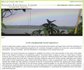 saca.com: Amazon Explorama Lodges: Adventures on the Amazon River
Introduction to the five Amazon Explorama Lodges; 
from rustic to luxury all in over 4,000 hectares of Privately Protected Amazon Rainforest 
Reserves.