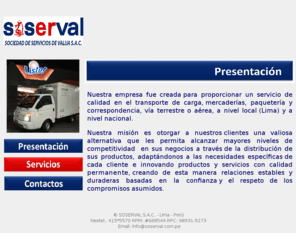 soserval.com.pe: SOSERVAL S.A.C. - Transporte Refrigerado, encomiendas, documentos y valijas
