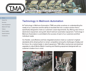 timacorp.com: Home - Muller Martini
Technology Mailroom Automation TMA offers new mailroom automation inline or stand-alone equipment, along with rebuilt Muller Martini used equipment.